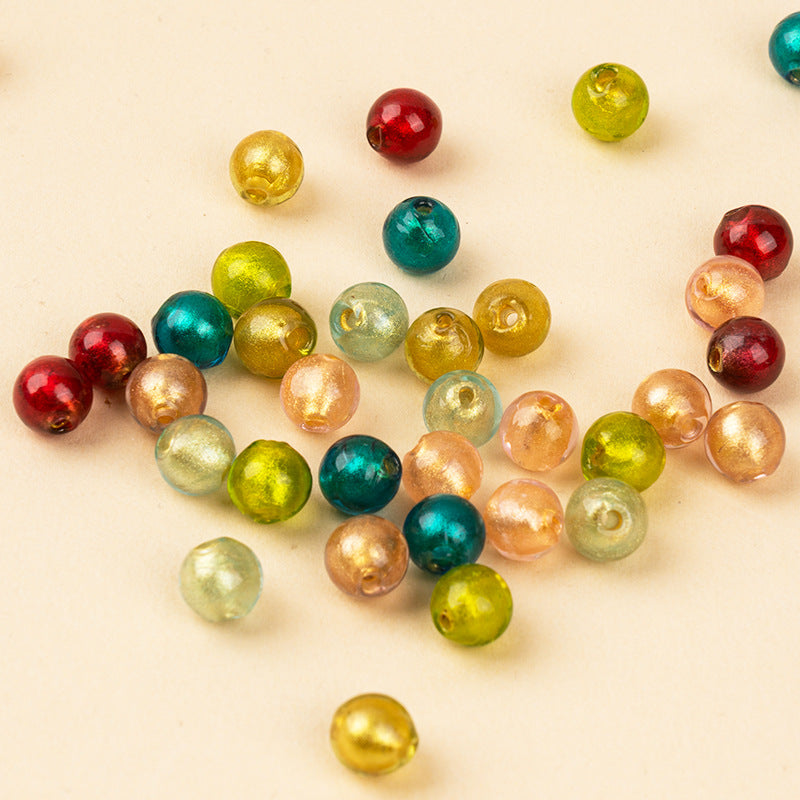 Blue-Green & Gold Powder-Glazed Beads