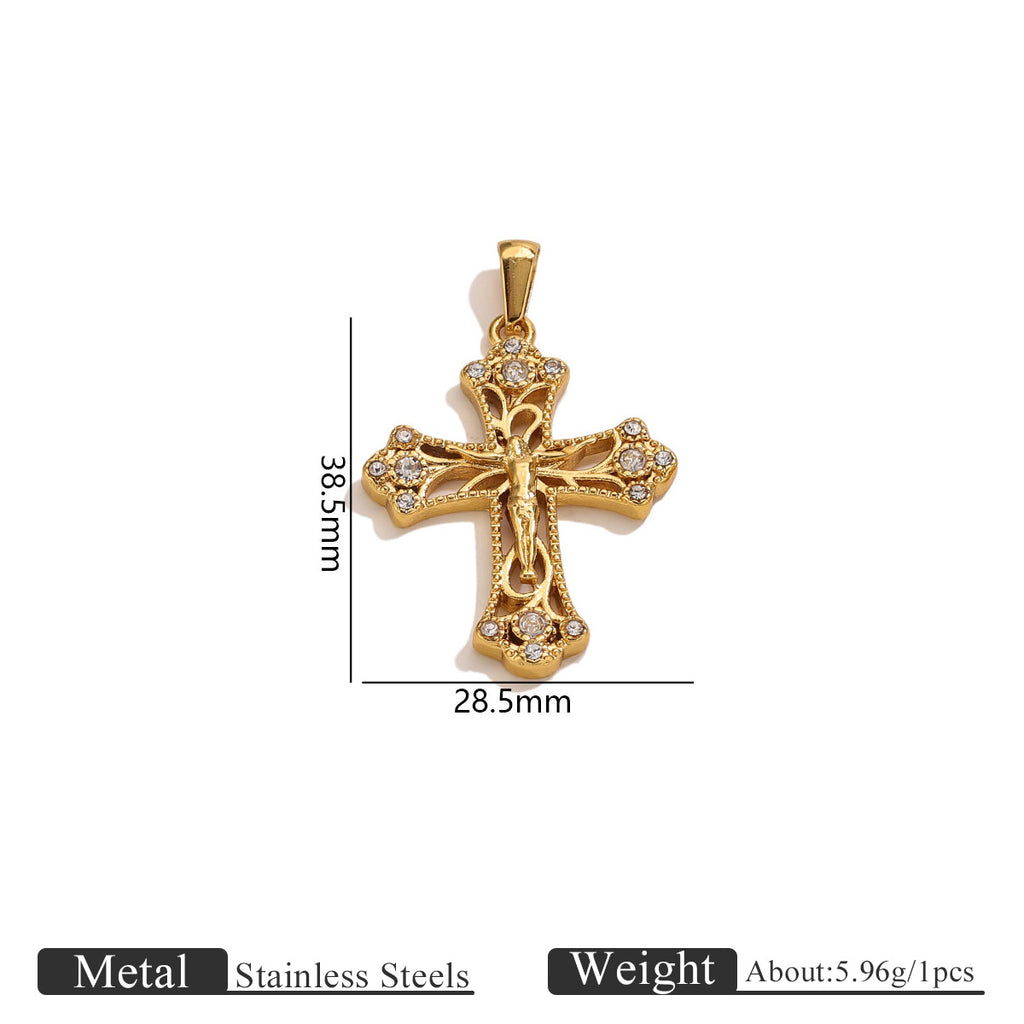18K Gold-Plated Stainless Steel Cross Necklace