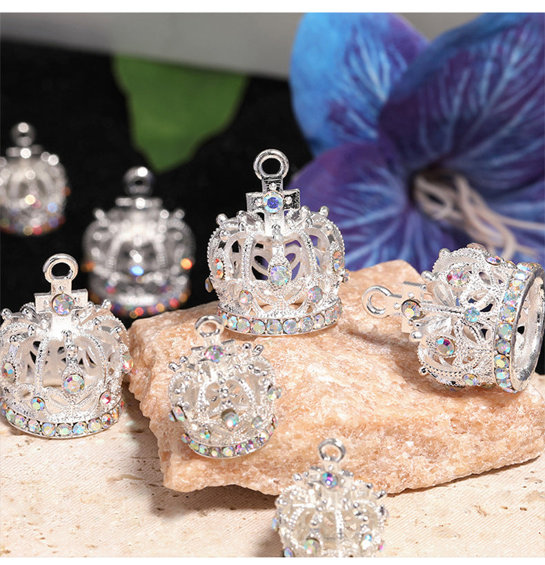 Zirconia-Inlaid Crown Charms – Sparkling Mini Crown Pendants for DIY Bracelets, Keychains, Bag Charms & Jewelry Making