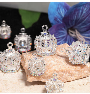 Zirconia-Inlaid Crown Charms – Sparkling Mini Crown Pendants for DIY Bracelets, Keychains, Bag Charms & Jewelry Making