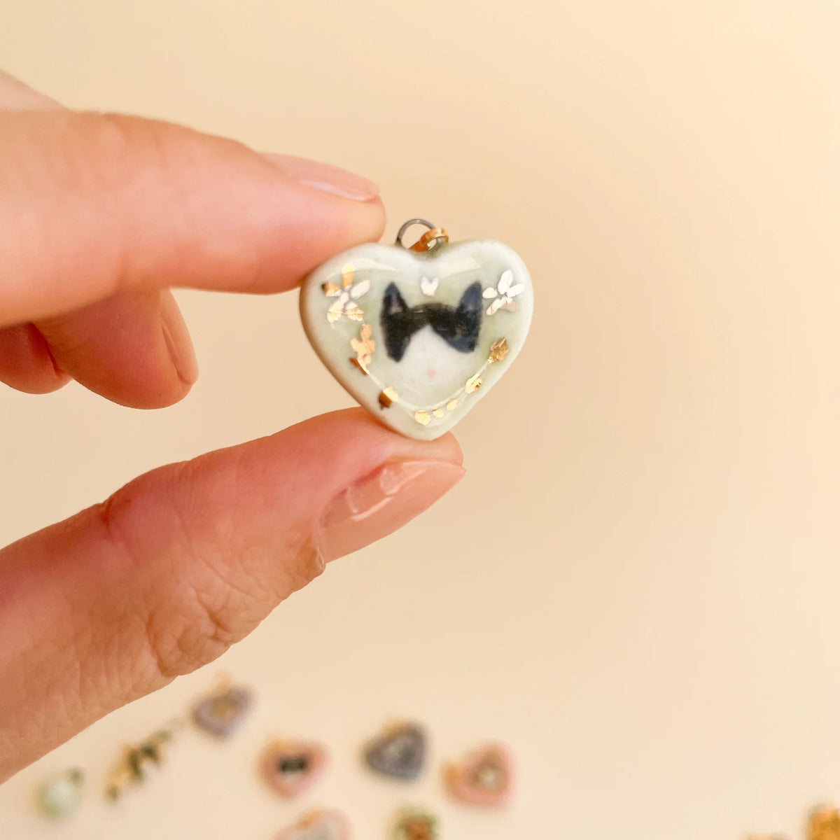 18K Gold-Plated Colorful Heart Pendant Charms