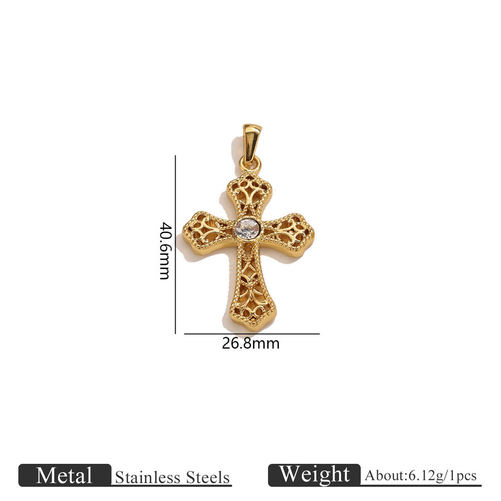 18K Gold-Plated Stainless Steel Cross Necklace