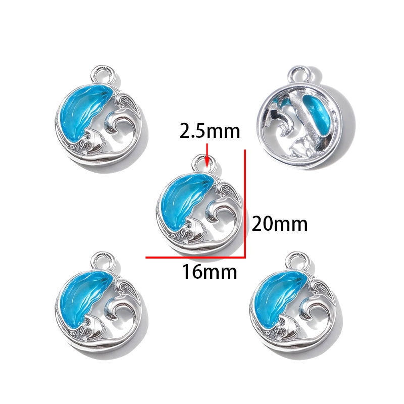 Blue Glass Inlay Jellyfish Charms – Ocean-Inspired Alloy Jellyfish Pendants for DIY Bracelets, Necklaces & Jewelry Making