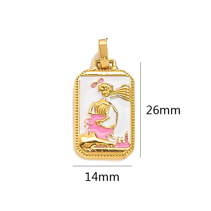 18K Gold-Tone Enamel Tarot Card Charms