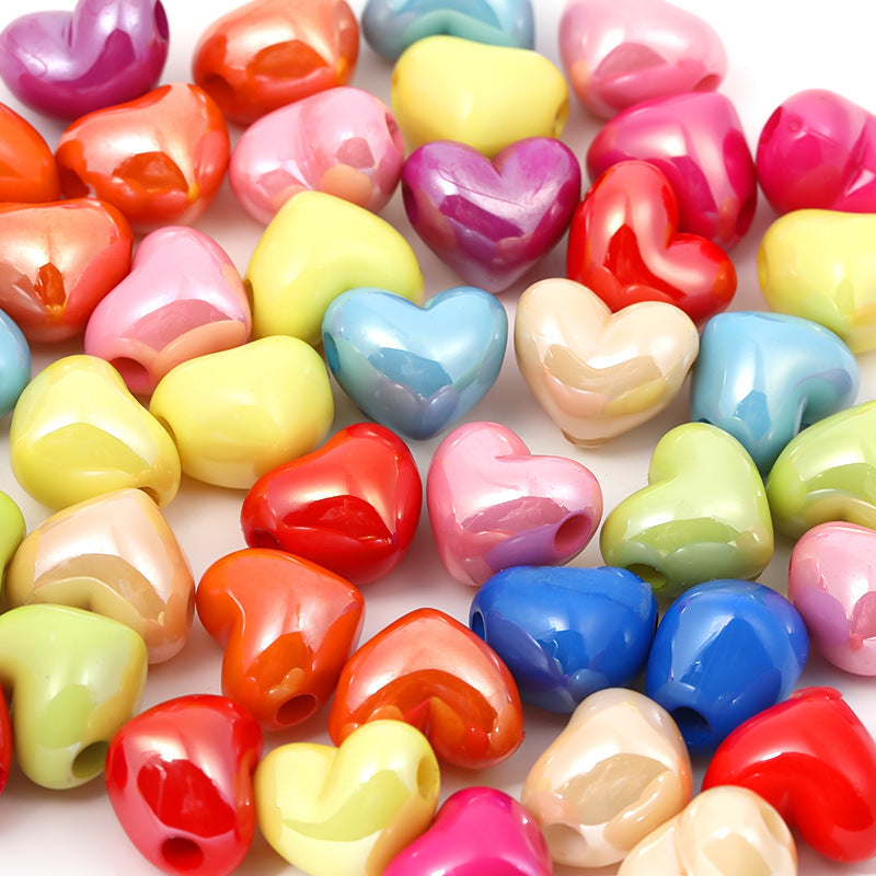 Bright Color Acrylic Heart Beads – Solid Color Side-Hole Love Beads for DIY Bracelets, Necklaces & Jewelry Making