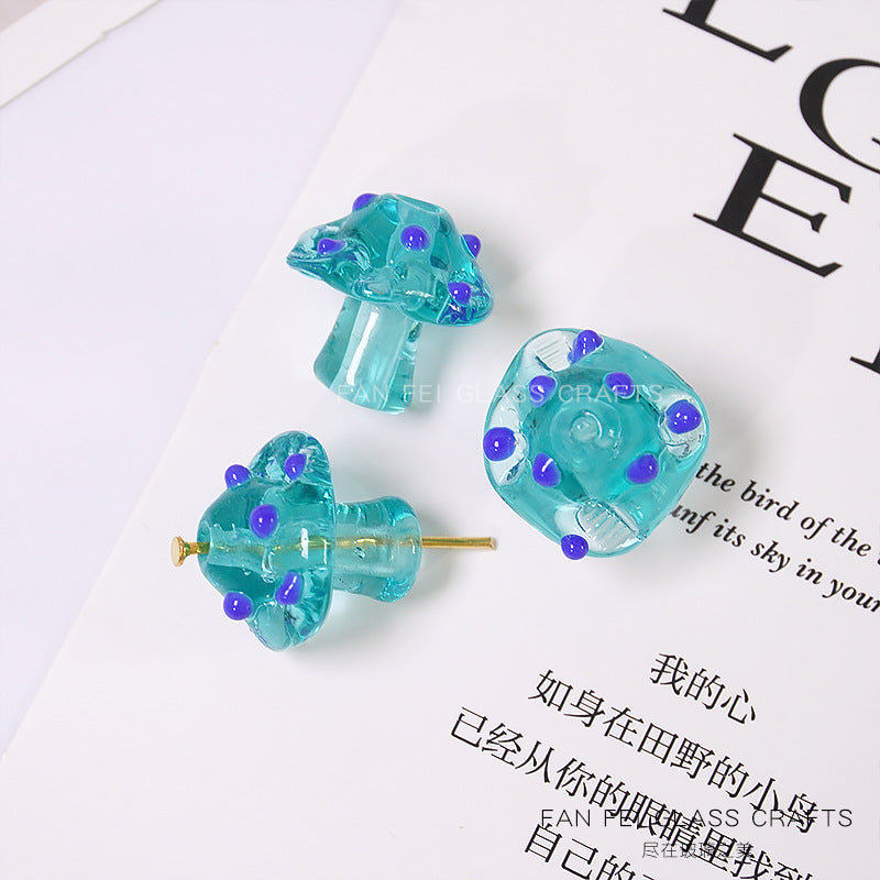 Polka Dot Mushroom Lampwork Glass Beads