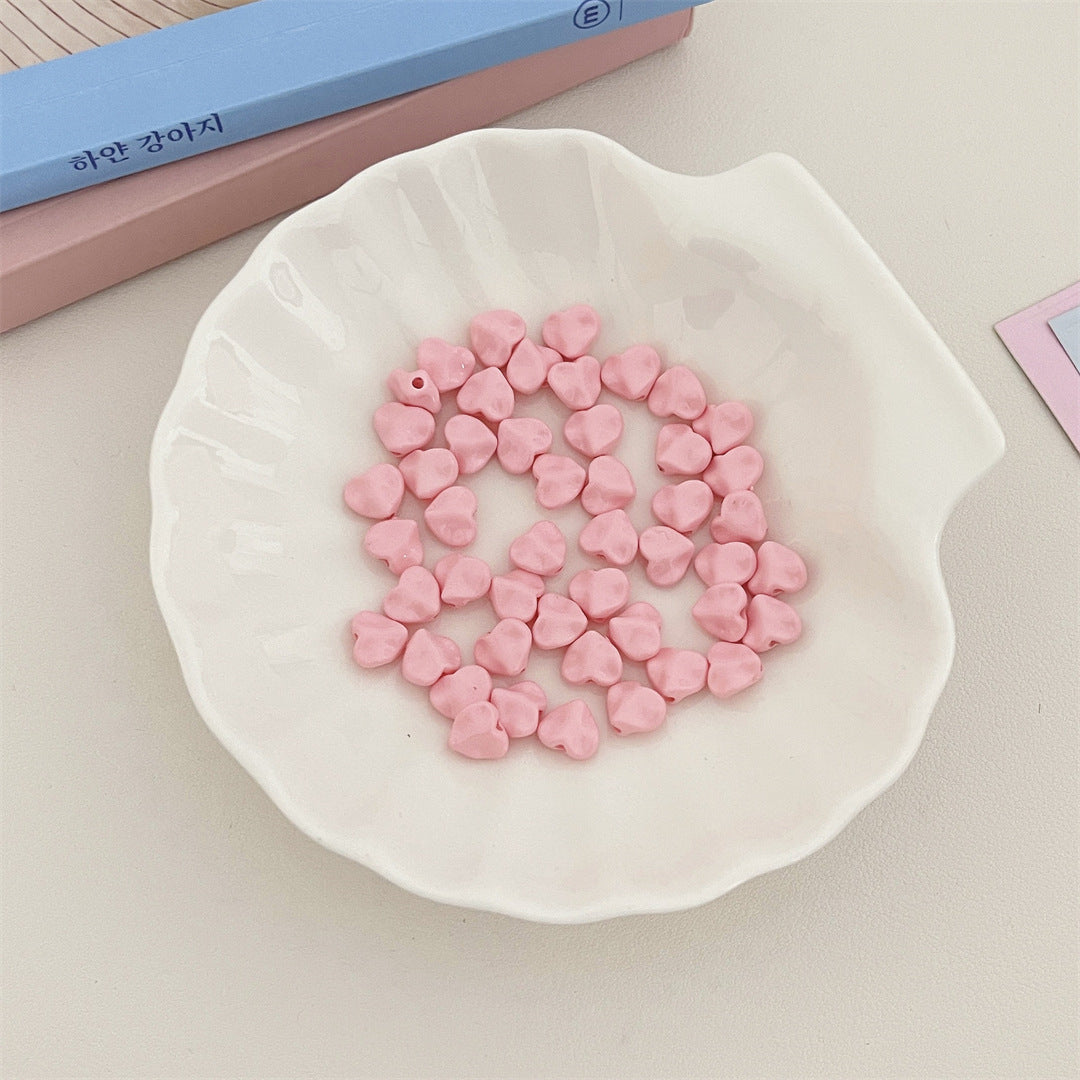 Pearlescent Macaron Acrylic Heart Beads – Creamy Pastel Love Beads for DIY Phone Charms, Bracelets, Keychains & Jewelry Making