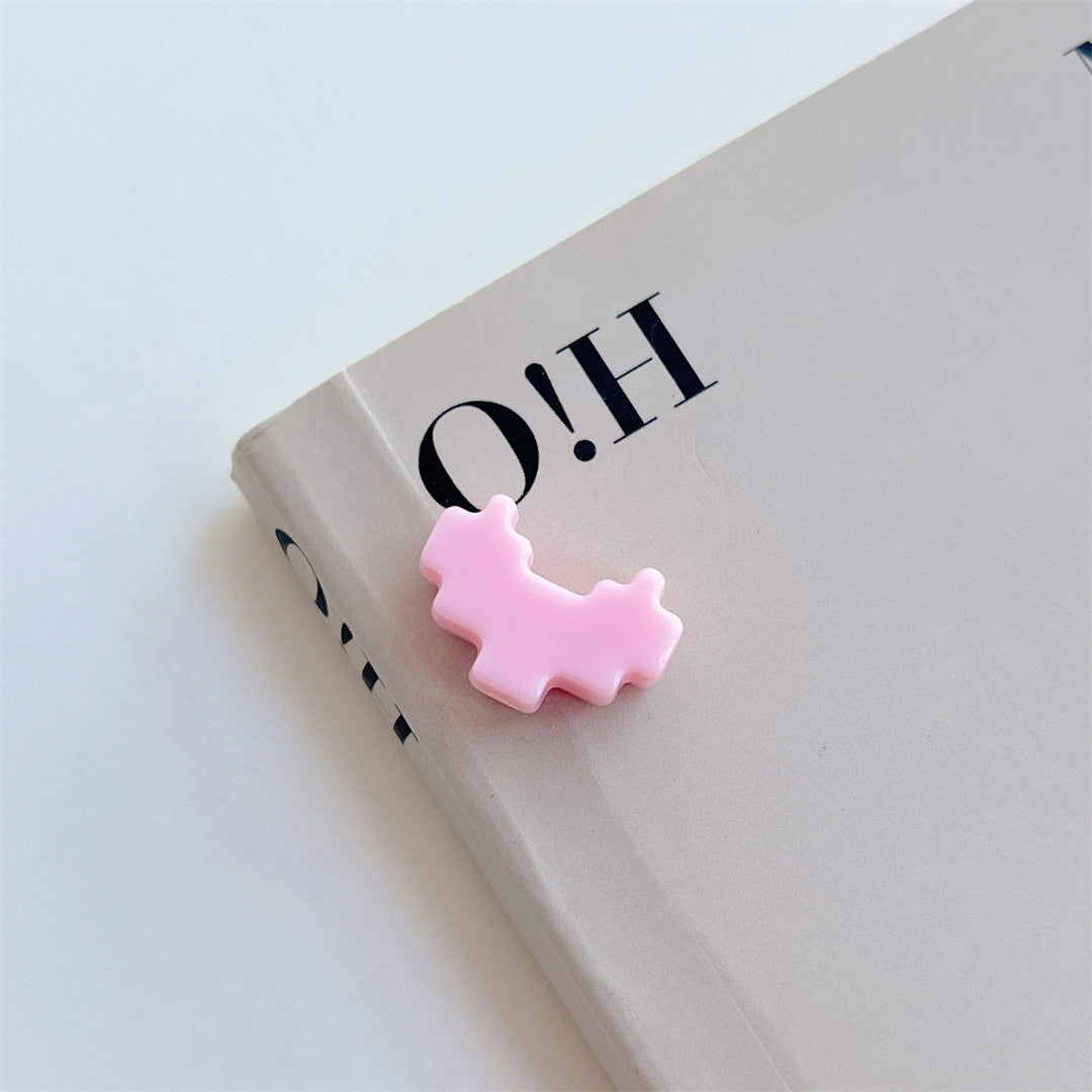 Colorful Pixel Heart Acrylic Beads – Painted Heart Frame Beads for DIY Phone Charms, Bracelets, Keychains & Jewelry Making