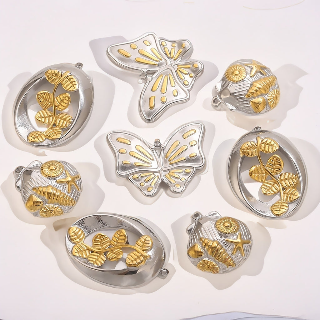 Vintage Stainless Steel Ocean Butterfly Pendant Charm for DIY Jewelry