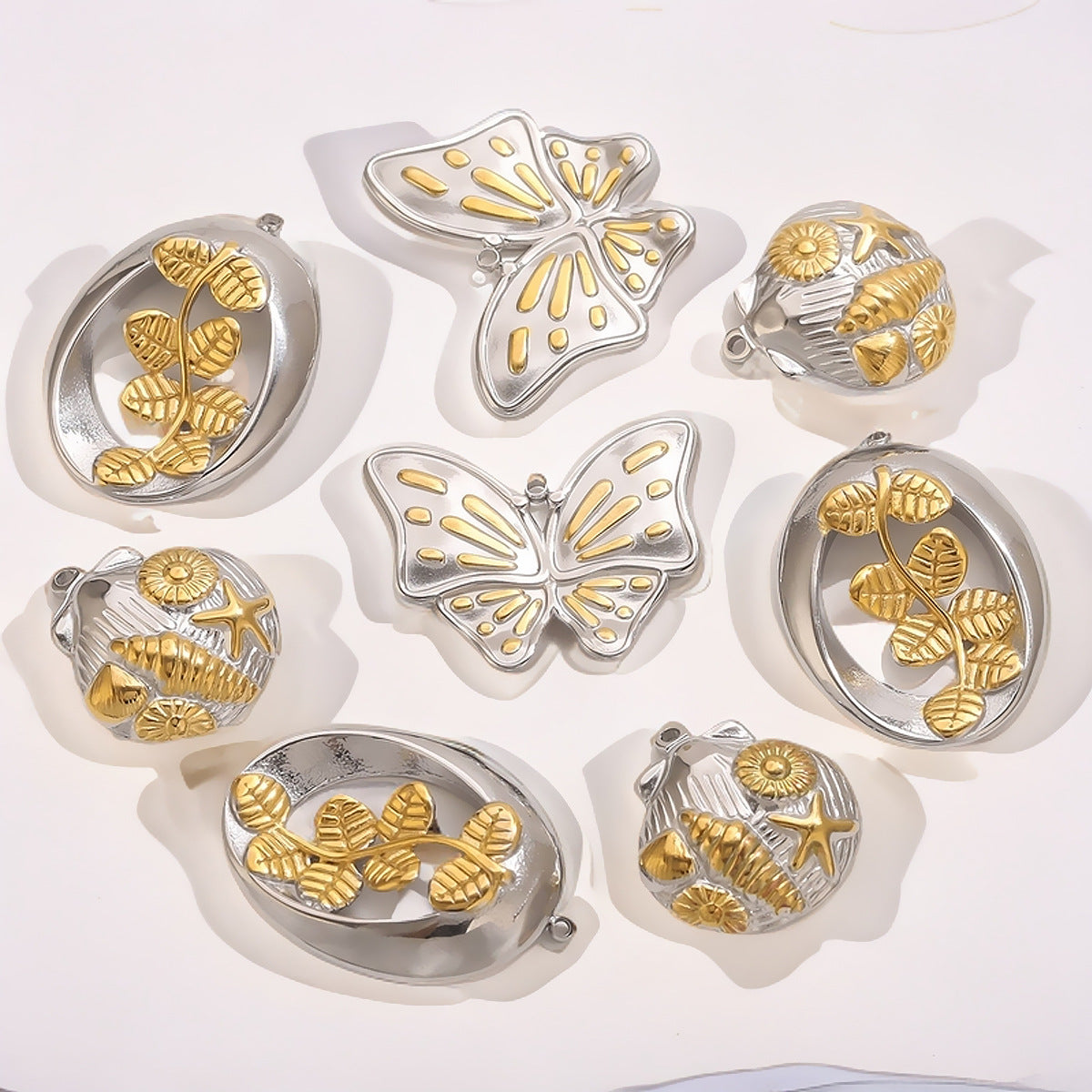 Vintage Stainless Steel Ocean Butterfly Pendant Charm for DIY Jewelry