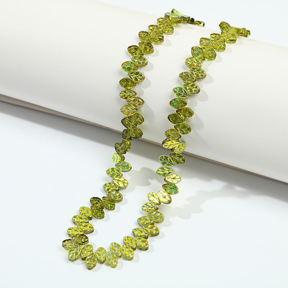 Colorful Iridescent Glass Leaf Beads – Shimmering Leaf-Shaped Beads for DIY Bracelets, Necklaces & Jewelry Making