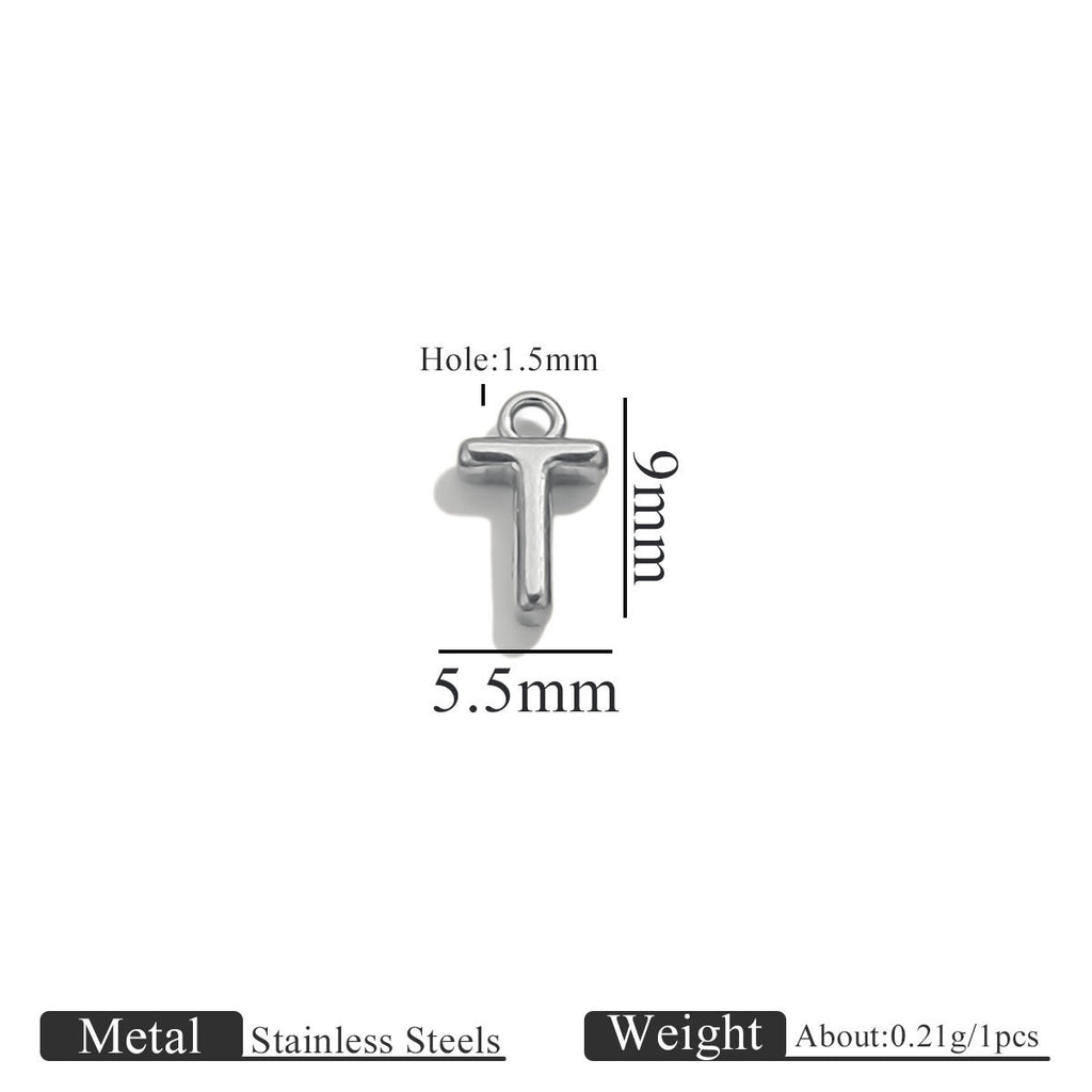 Mini A–Z Stainless Steel Round Letter Charms 10pcs