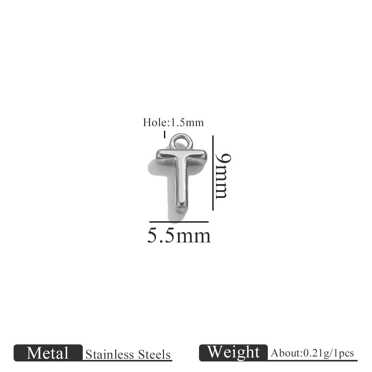 Mini A–Z Stainless Steel Round Letter Charms 10pcs