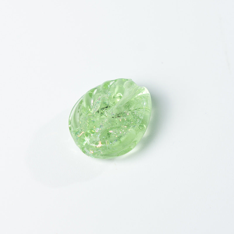 Colorful Powder-Glazed Glass Leaf Beads