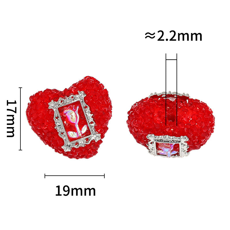 Rose Heart Rhinestone Ball Beads – Decorative Floral Accent Beads for DIY Bracelets, Beadable Pens & Jewelry Making