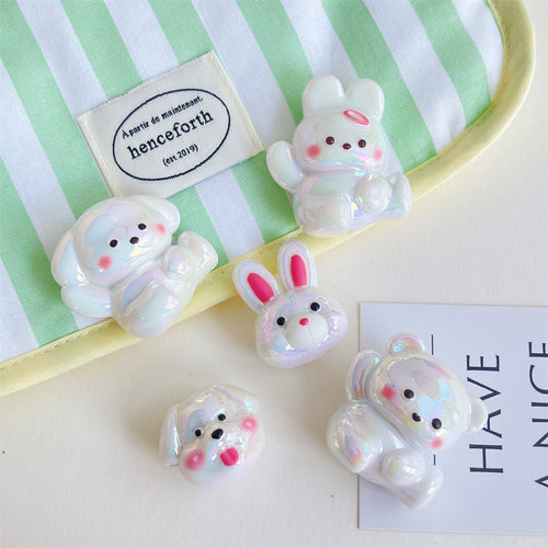 3D Cartoon Animal Acrylic Beads – UV-Finished Hand-Painted Style Straight-Hole Beads for DIY Phone Charms, Bracelets & Keychains