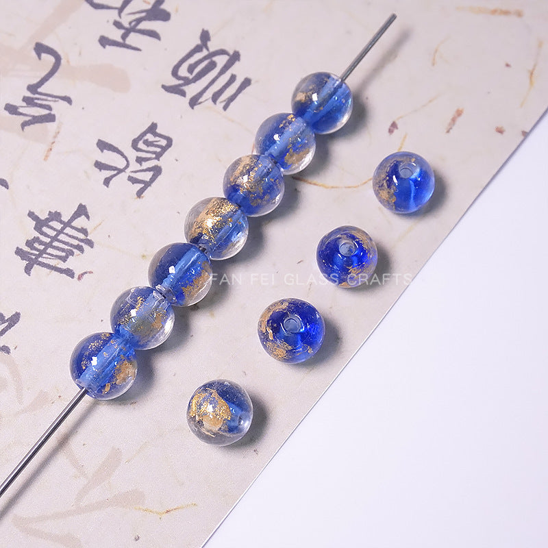 Gold & Silver Foil Glazed Round Beads