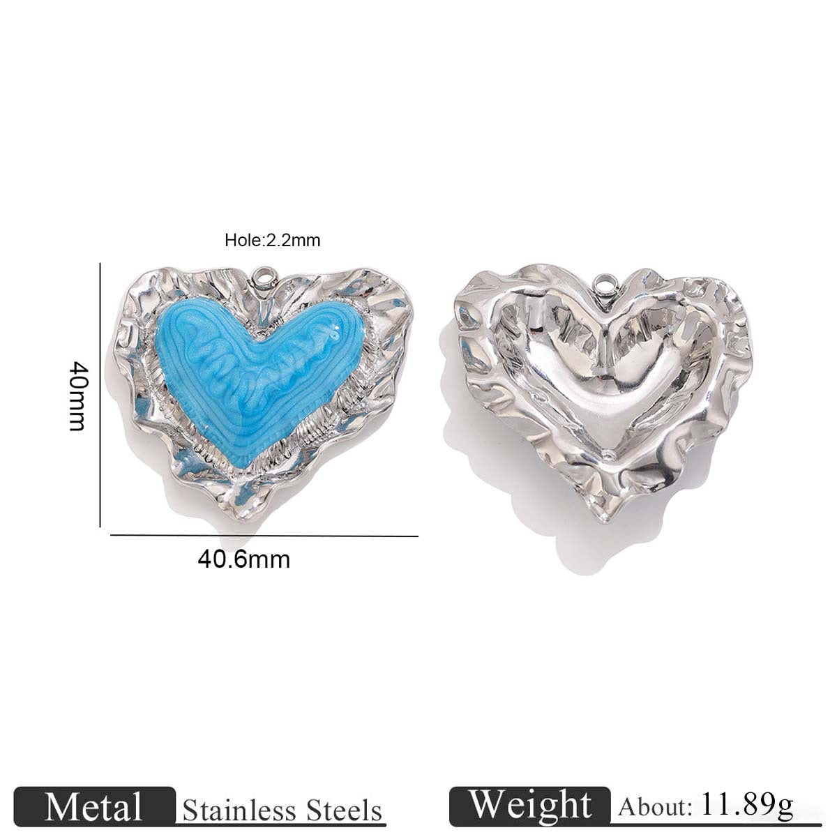 Retro Enamel Heart Stainless Steel Pendant Charms