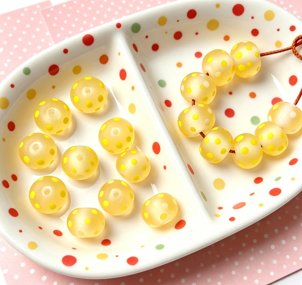 Candy-Color Matte Polka Dot Glazed Beads
