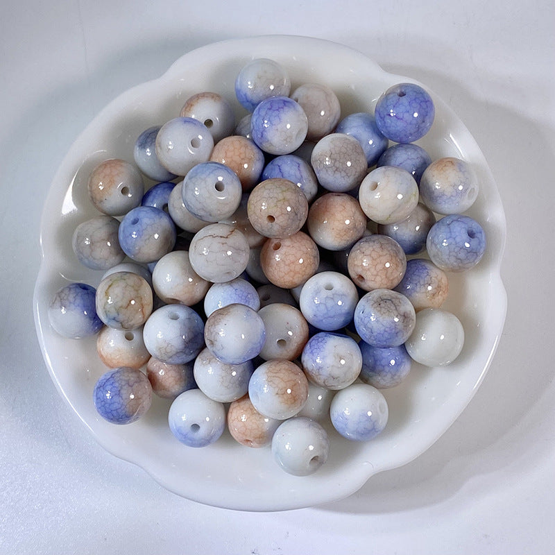 Glazed Porcelain Dragon Pattern Round Beads