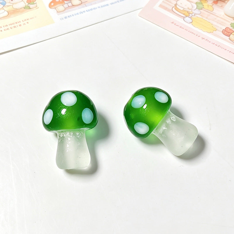 Colorful Frosted Mushroom Glazed Beads