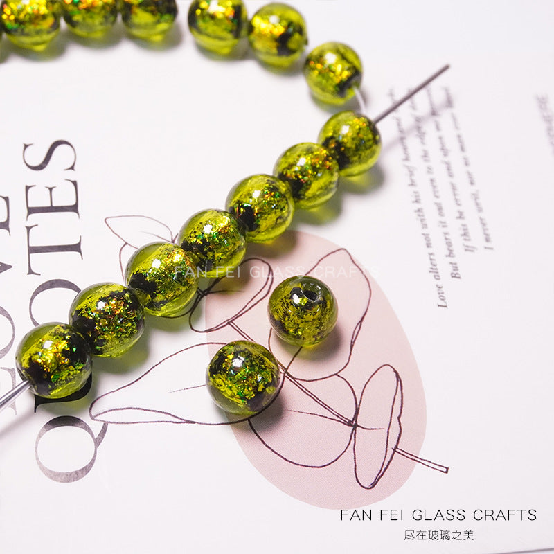 Colorful Powder-Glazed Glass Round Beads