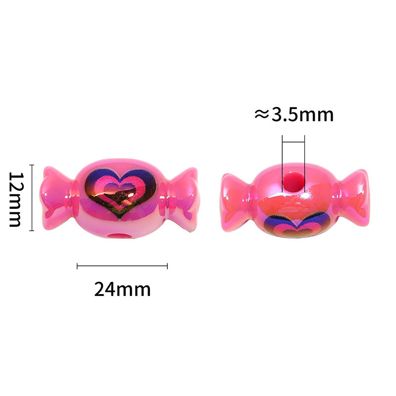 Colorful Printed Acrylic Candy Beads – Korean-Style Decorative Loose Beads for DIY Bracelets, Necklaces & Jewelry Making