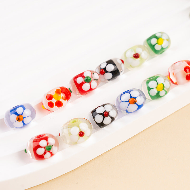 Daisy Flower Wheel Lampwork Glass Beads