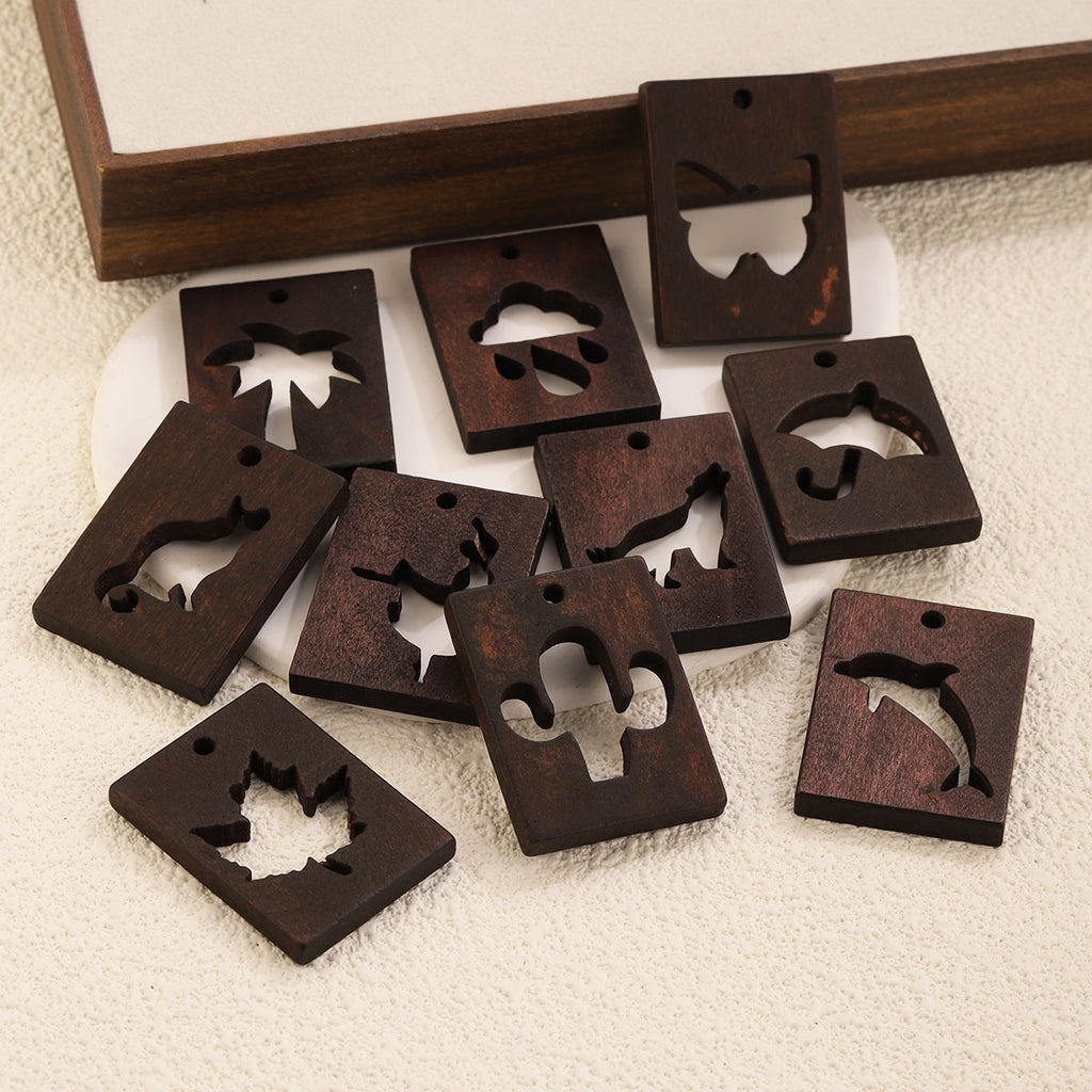 Engraved Wood Pendant Charms