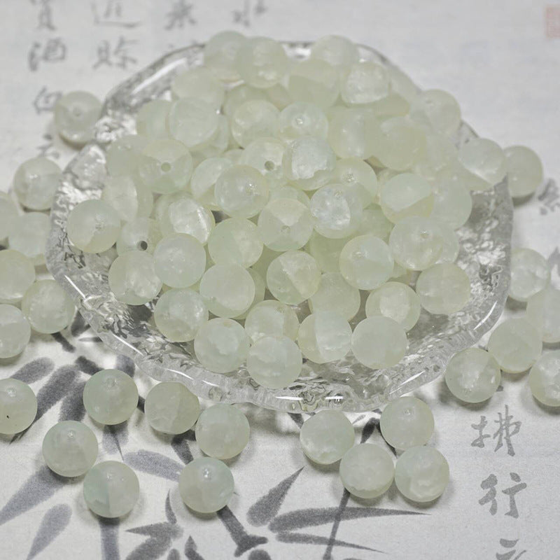 Frosted Moonlight Jade-Style Glass Beads