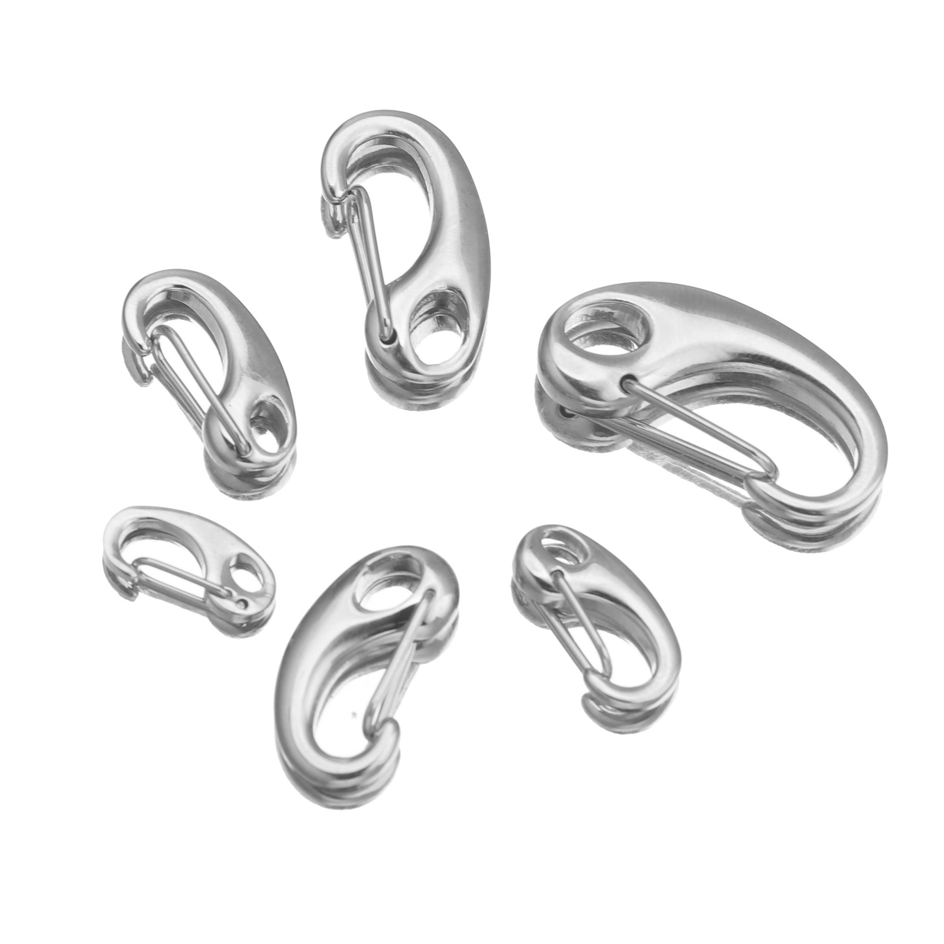 Polished Stainless Steel D-Shaped Carabiner Clasps for DIY Jewelry – 16mm–32mm