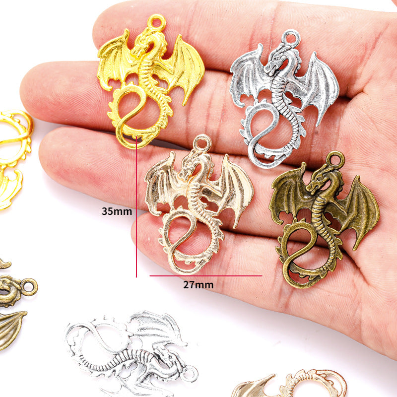 Vintage Flying Dragon Alloy Charms – Retro Dragon Pendants for DIY Bracelets, Necklaces, Keychains & Jewelry Making