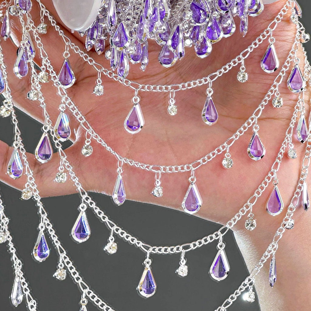 Light Purple Teardrop Rhinestone Decorative Chain – 10 Meters