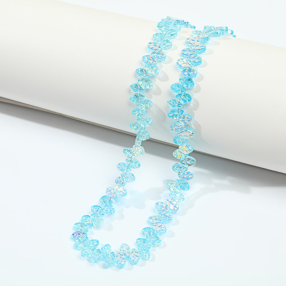 Colorful Iridescent Glass Leaf Beads – Shimmering Leaf-Shaped Beads for DIY Bracelets, Necklaces & Jewelry Making