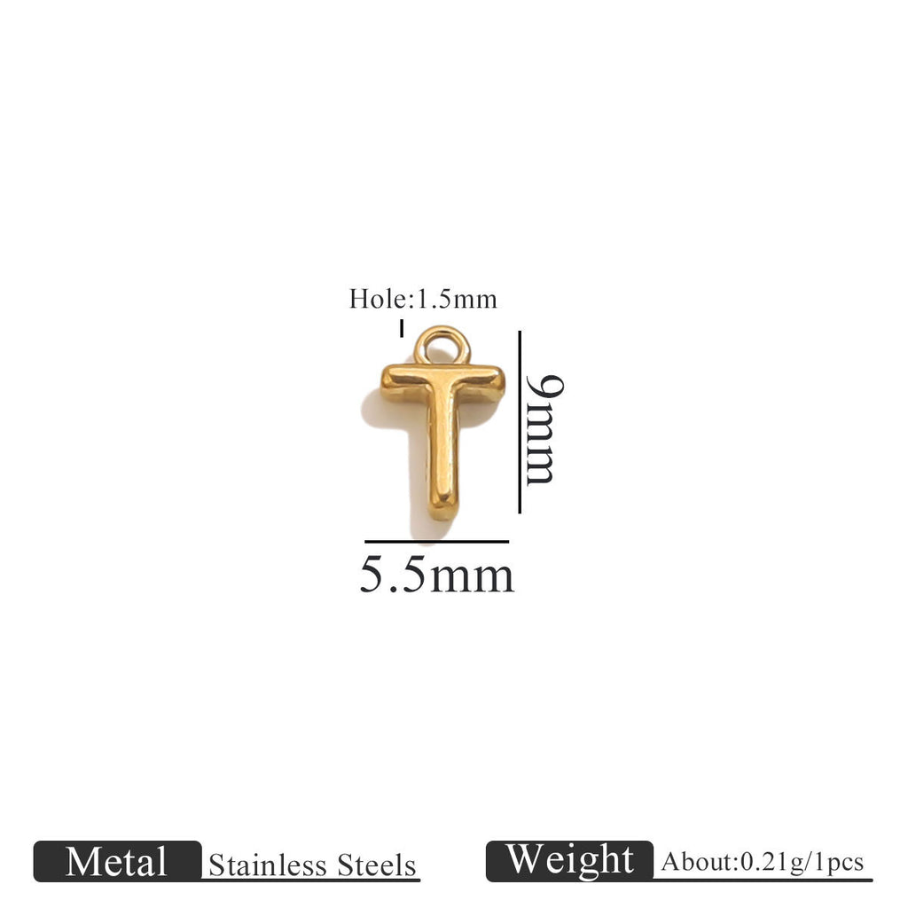 Mini A–Z Stainless Steel Round Letter Charms 10pcs