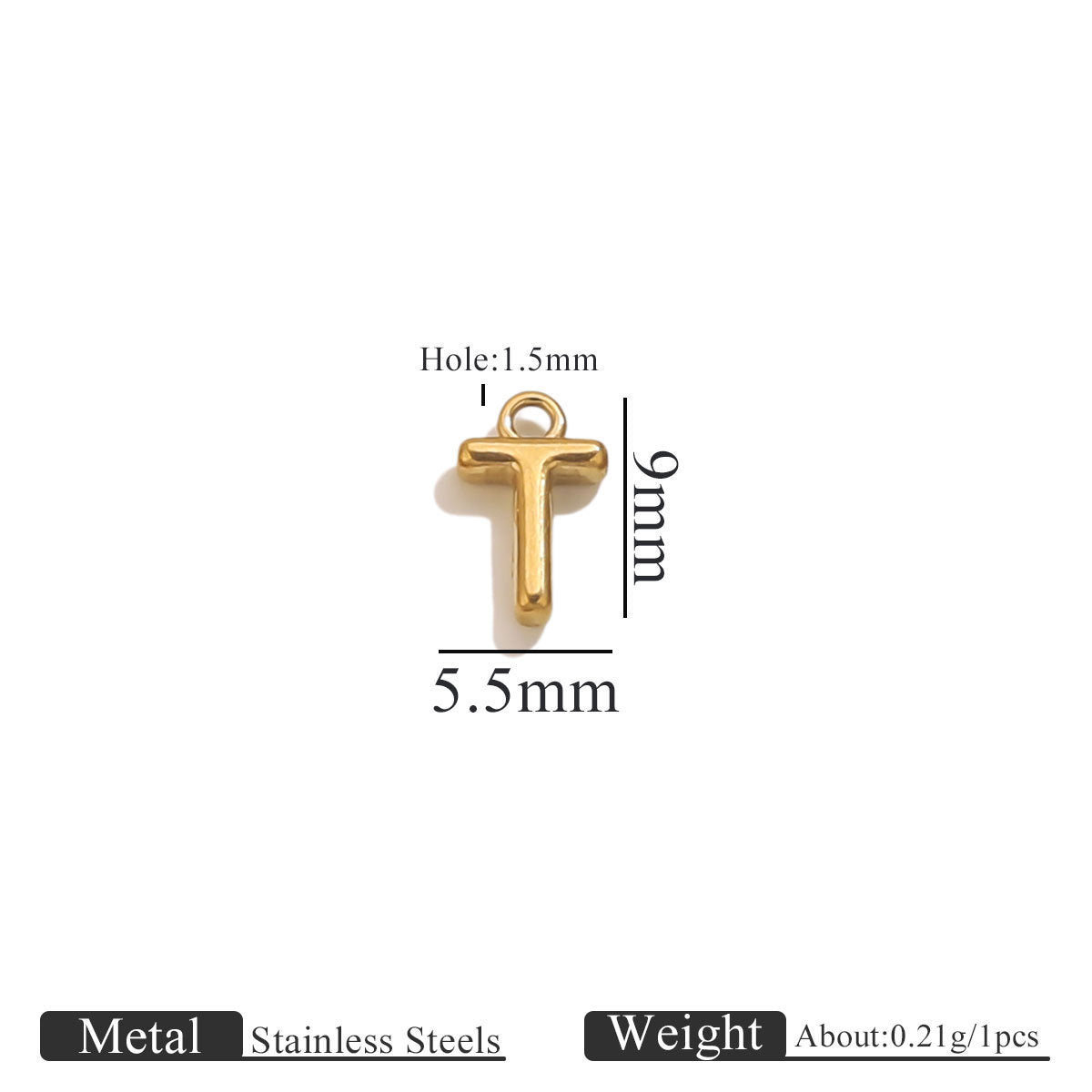 Mini A–Z Stainless Steel Round Letter Charms 10pcs