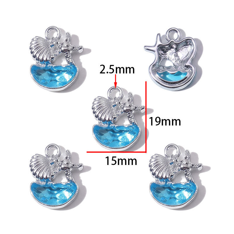 Blue Glass Inlay Jellyfish Charms – Ocean-Inspired Alloy Jellyfish Pendants for DIY Bracelets, Necklaces & Jewelry Making