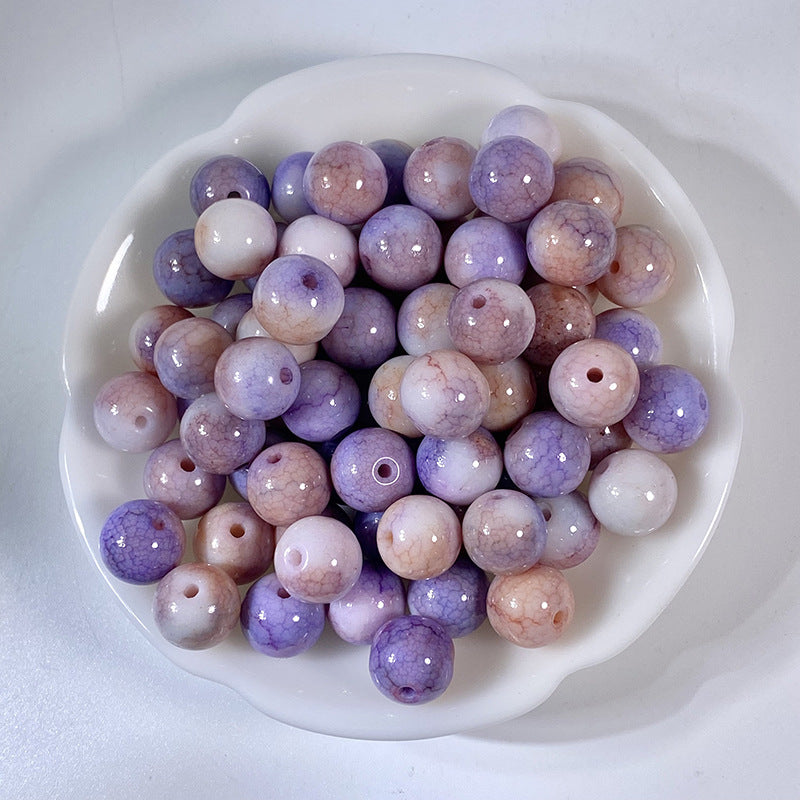 Glazed Porcelain Dragon Pattern Round Beads