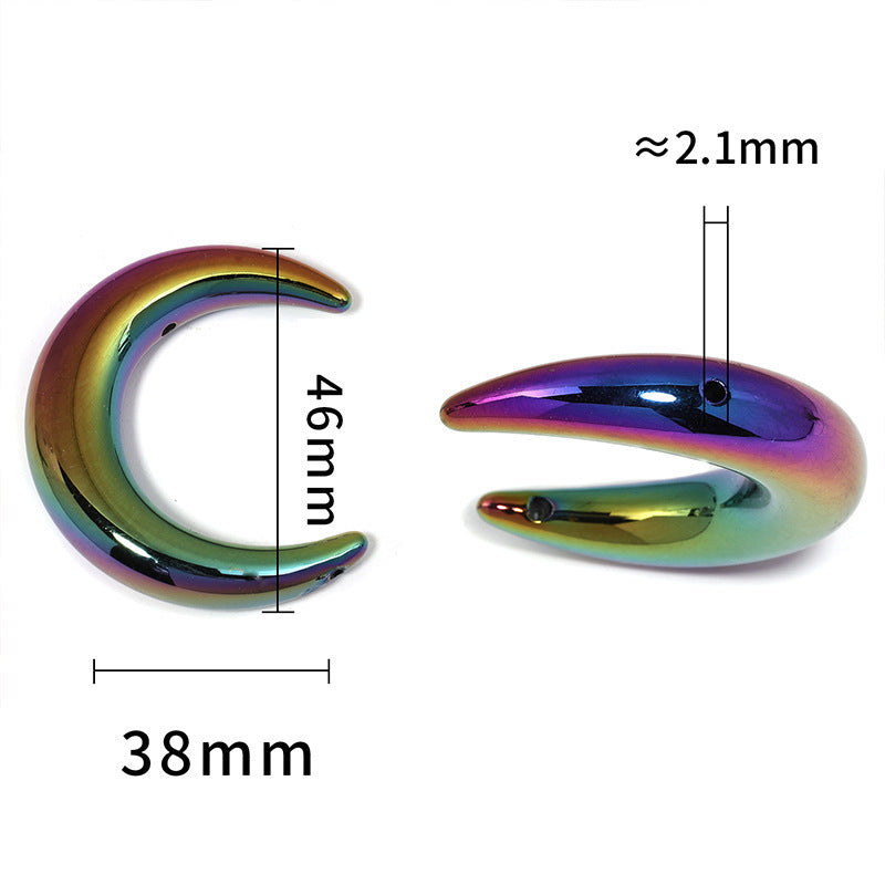 UV-Plated Acrylic Crescent Moon Beads