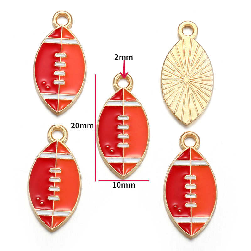 Sports Ball Alloy Charms – Colorful Enamel-Style Football, Basketball & Volleyball Pendants for DIY Bracelets, Keychains & Jewelry Making