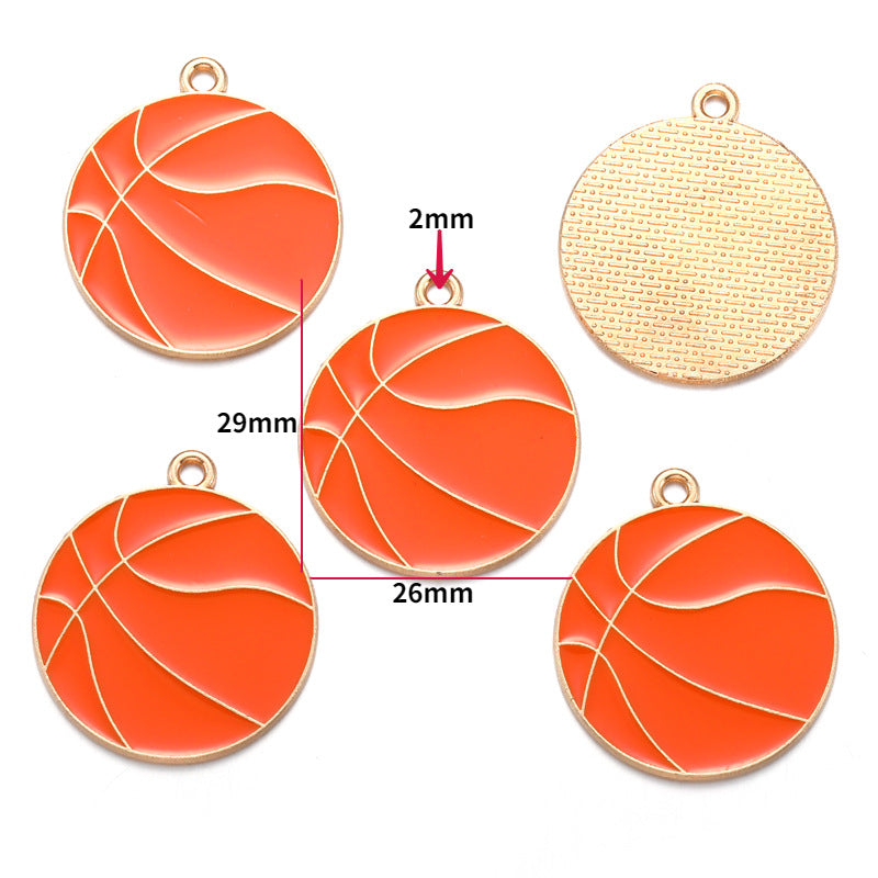 Sports Ball Alloy Charms – Colorful Enamel-Style Football, Basketball & Volleyball Pendants for DIY Bracelets, Keychains & Jewelry Making