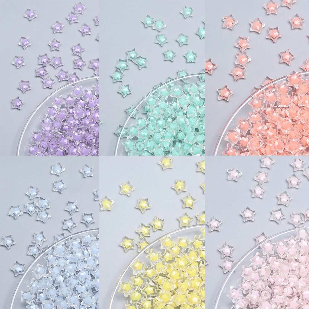 15mm Candy Color Acrylic Star Beads – Solid Color Star-Shaped Beads for DIY Bracelets, Phone Charms & Hair Accessories
