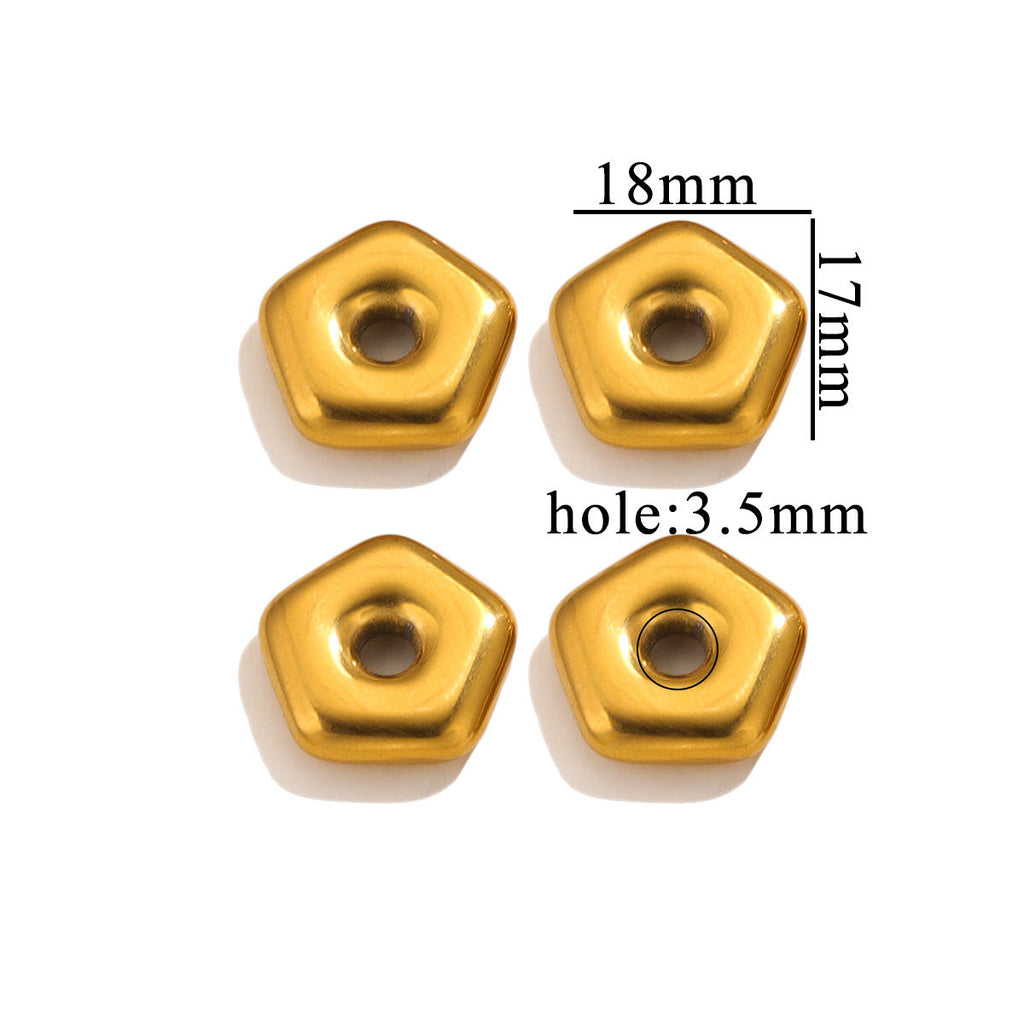 Stainless Steel Large-Hole Geometric Spacer Beads 5pcs