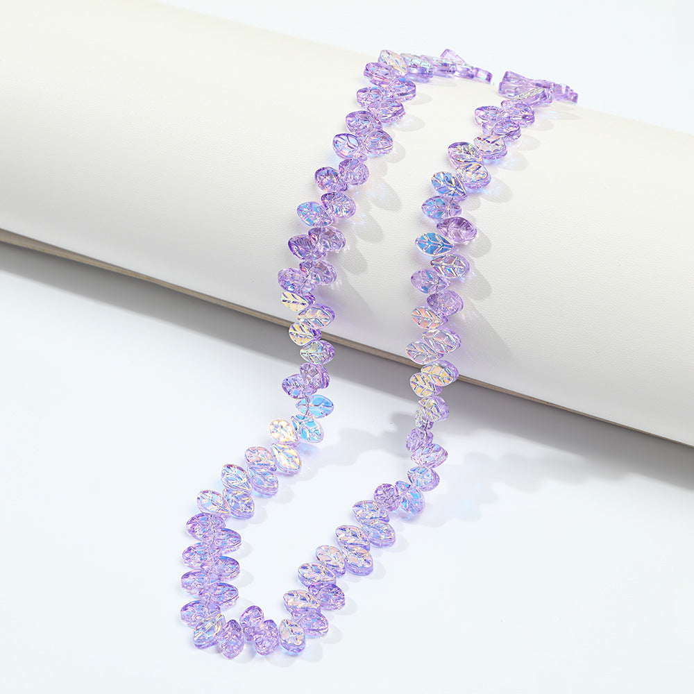 Colorful Iridescent Glass Leaf Beads – Shimmering Leaf-Shaped Beads for DIY Bracelets, Necklaces & Jewelry Making