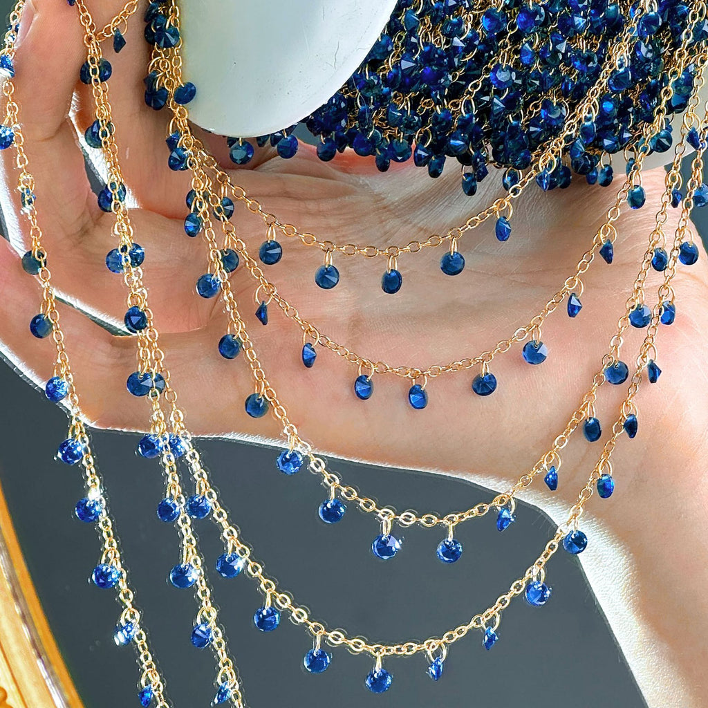 Blue Zircon Fringe Decorative Chain – 10 Meters
