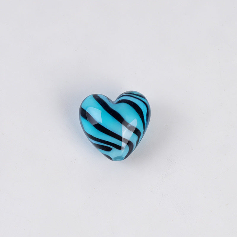 Tiger Pattern Heart Glazed Beads