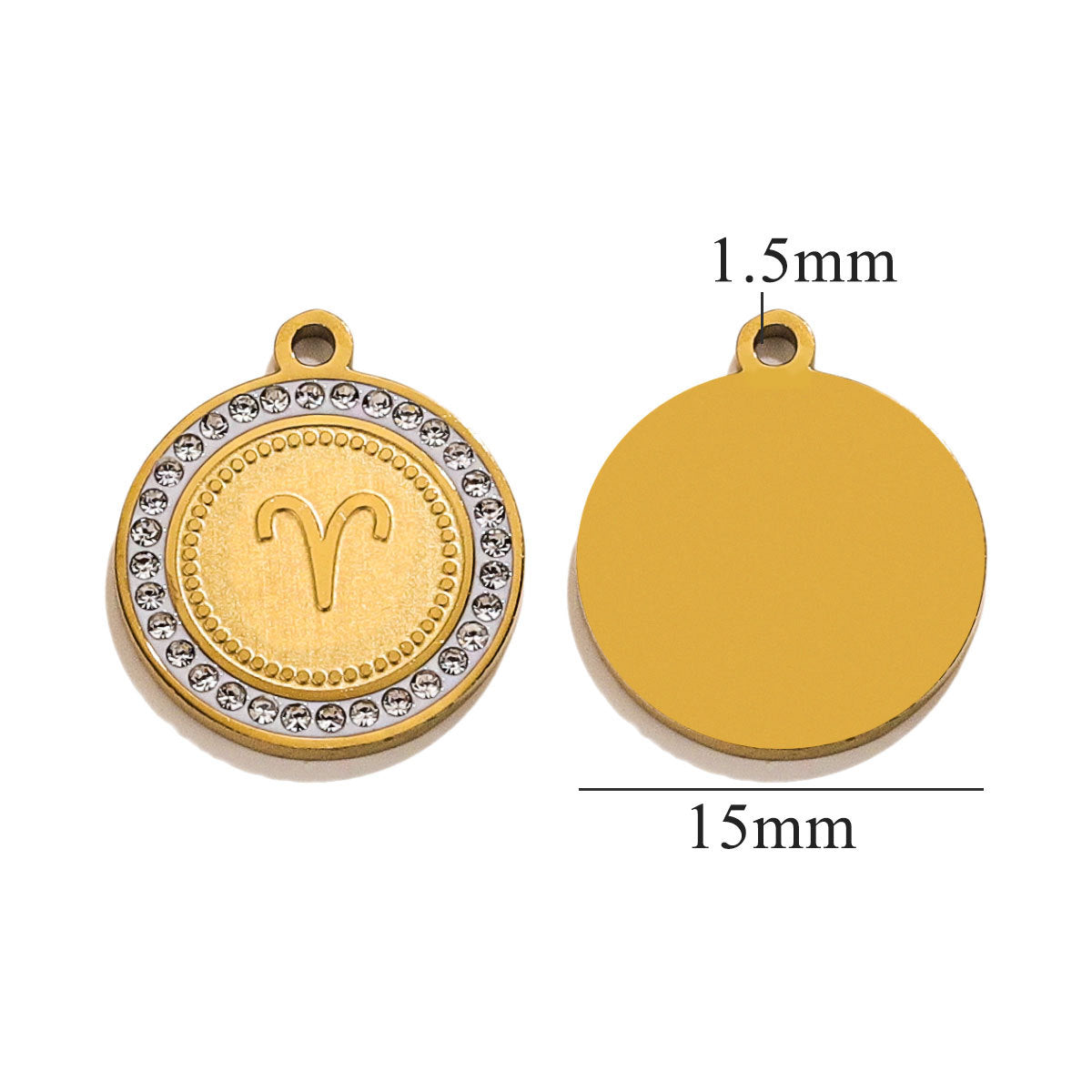 18K Gold-Plated Round Zodiac Constellation Pendant Charms – 12 Signs