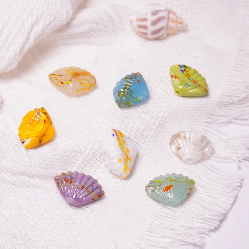 Gold Sand Scallop Shell Glazed Beads
