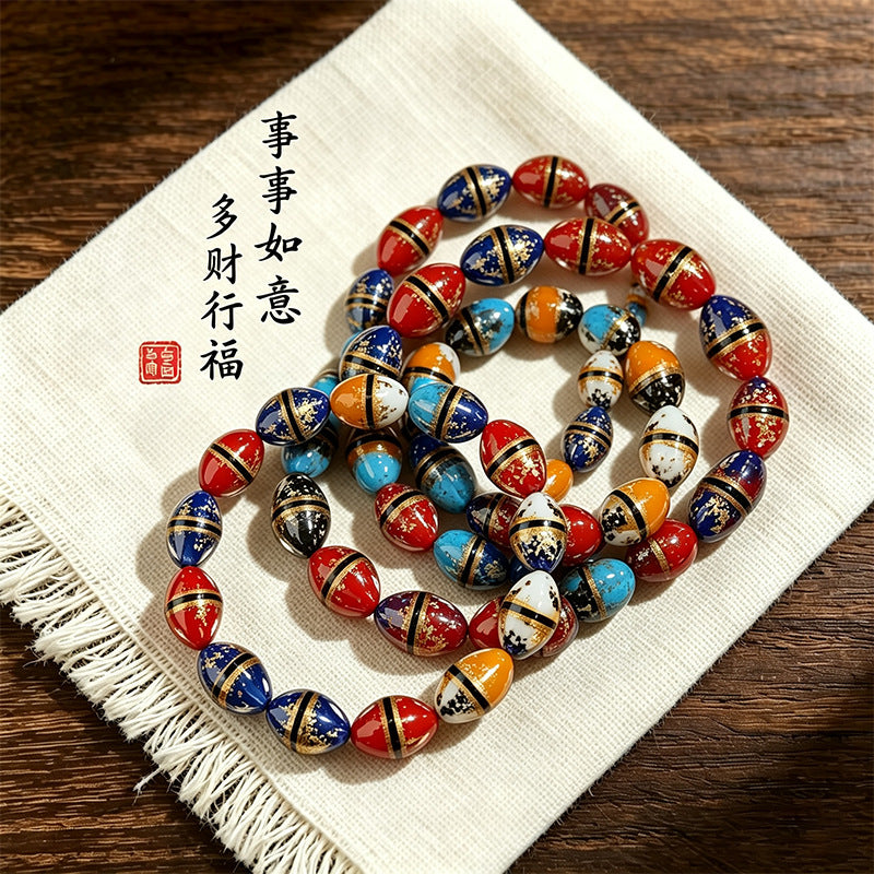 Two-Tone Waist Drum Glass Bracelets
