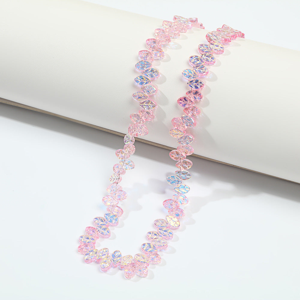 Colorful Iridescent Glass Leaf Beads – Shimmering Leaf-Shaped Beads for DIY Bracelets, Necklaces & Jewelry Making